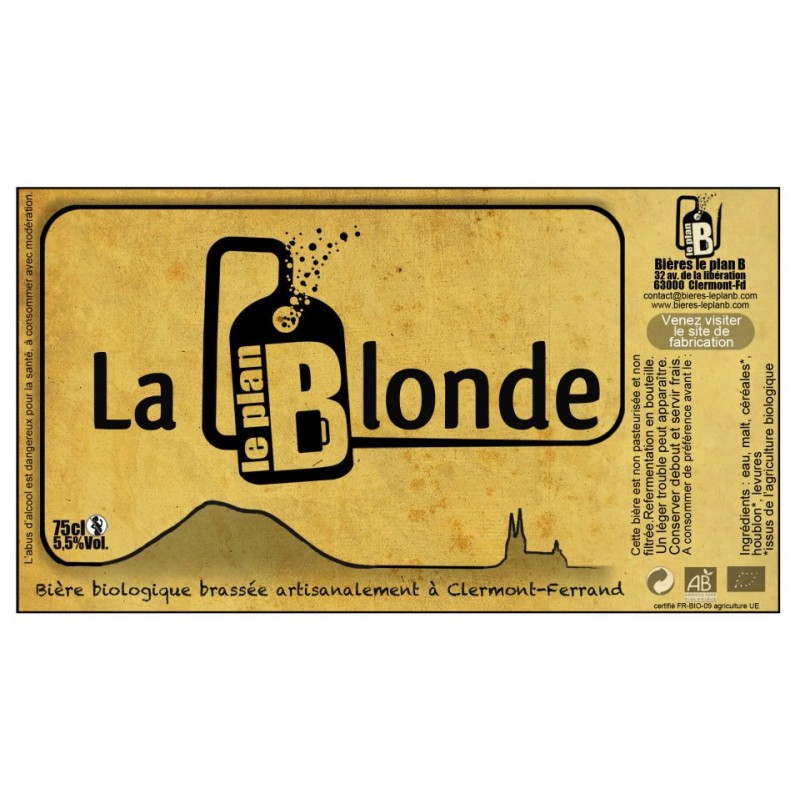 Bière Blonde BIO Plan B 33cl 5.0%